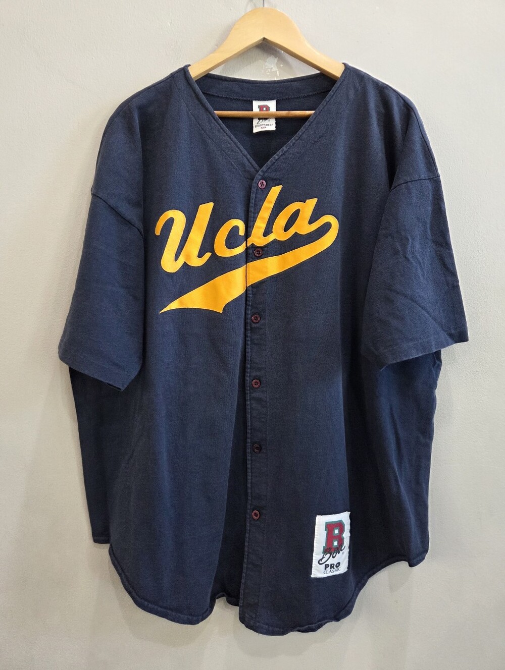 Vintage Boa Pro Classic UCLA Baseball Jersey Navy Blue USA Made Men's Size XXL